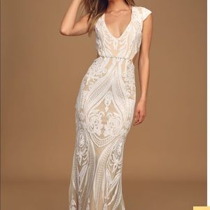 Lulus always adored white and nude sequin dress